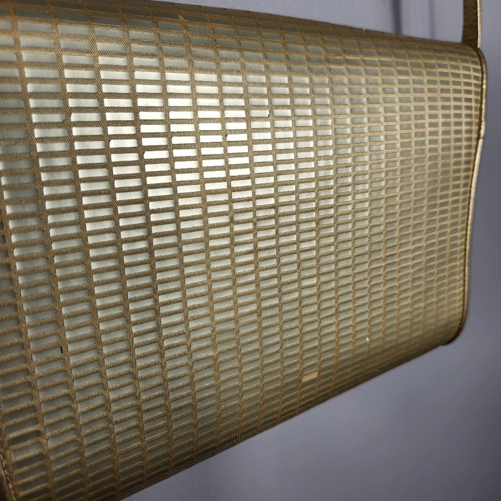 Charles Jourdan  Gold Leather Clutch Bag w/ Shoulder Strap Assymetric Flaws